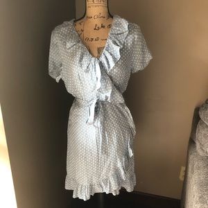 Q&A polka dot faux wrap dress NWT